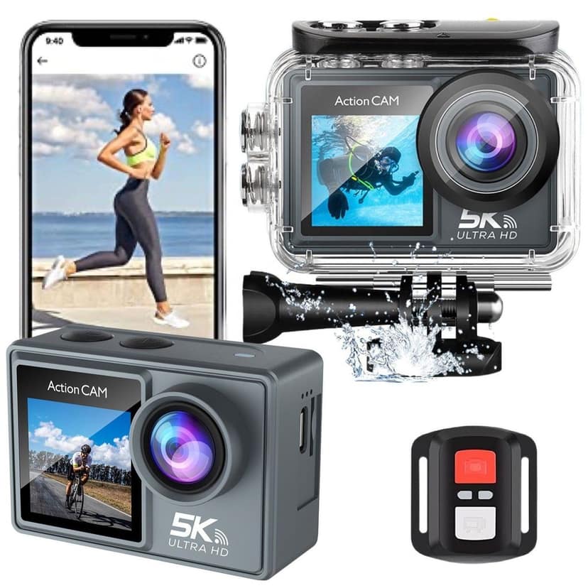 AUSHA 5K Ultra HD Action Camera | 50MP Photos | Dual Screen | EIS Stabilization | 30M Waterproof view 4