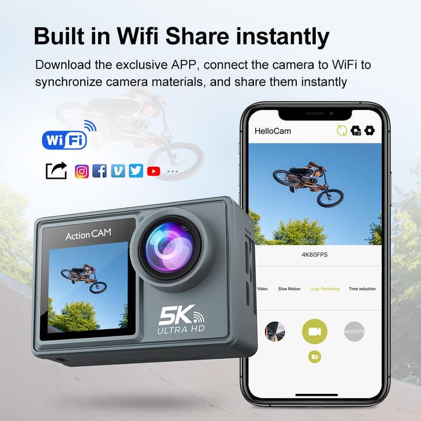 AUSHA 5K Ultra HD Action Camera | 50MP Photos | Dual Screen | EIS Stabilization | 30M Waterproof view 9