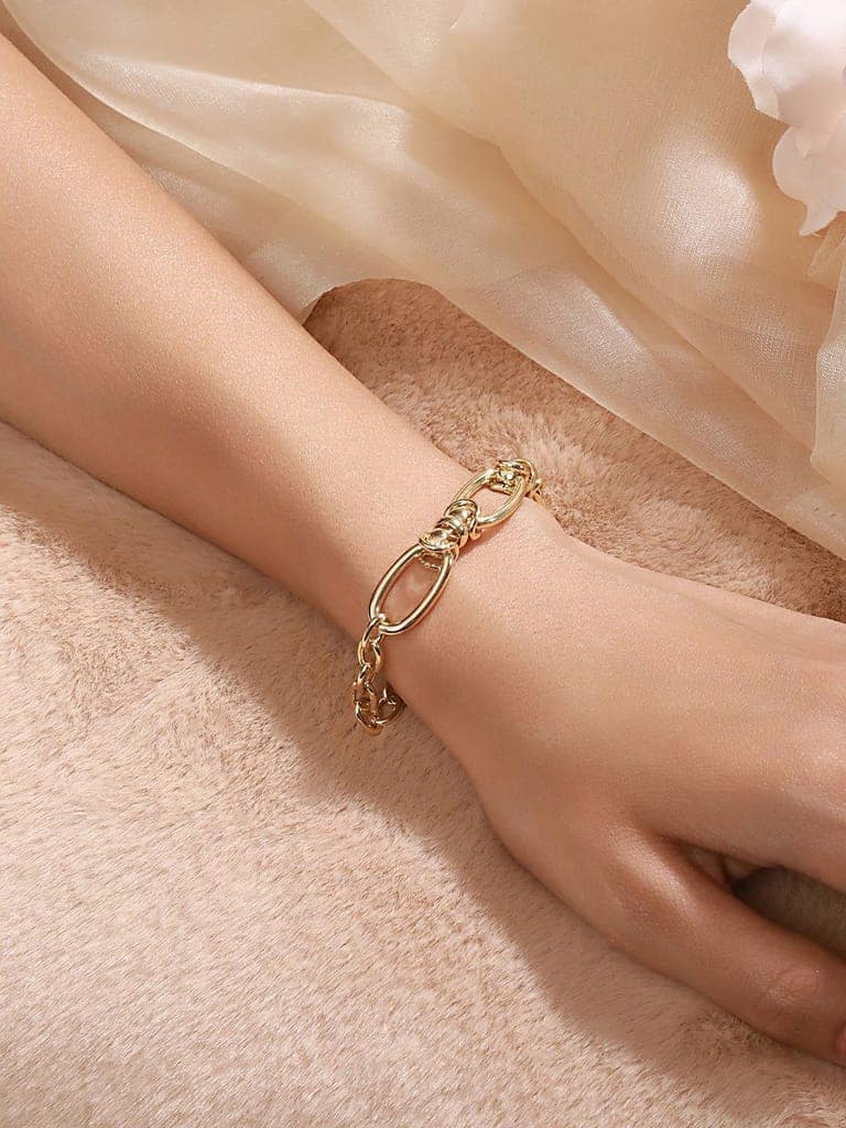 Anti-Tarnish 18k Gold Plated Knotted Link Wraparound Bracelet view 4