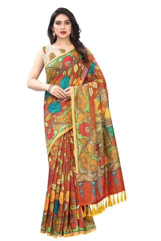 Silk Zone Women's Chanderi Cotton Saree With Blouse Piece
