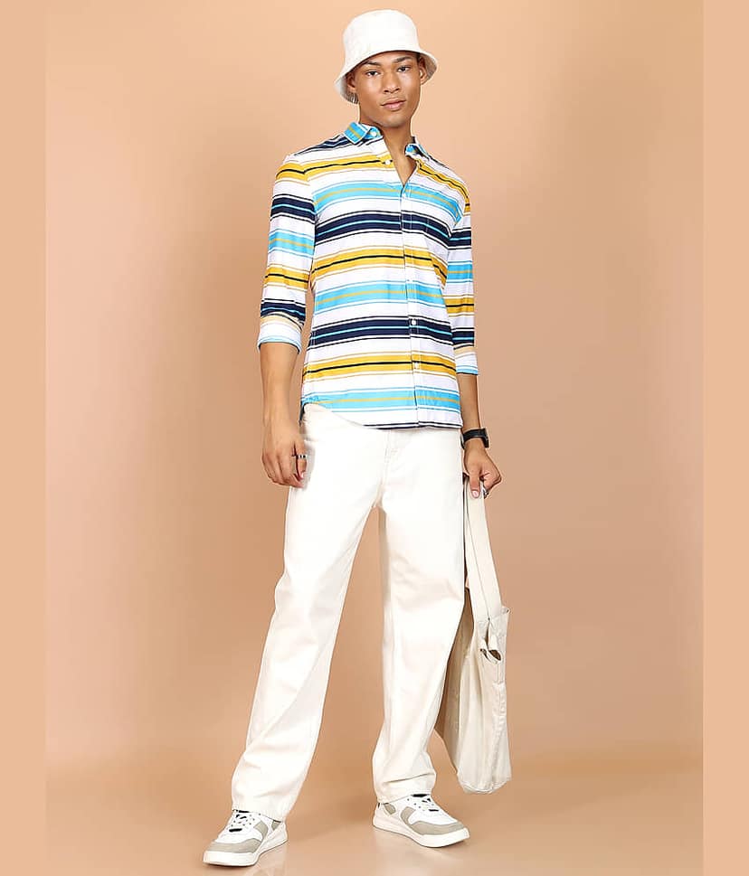 Ketch 100% Cotton Slim Fit Printed Full Sleeves Men's Casual Shirt - White ( Pack of 1 ) view 2