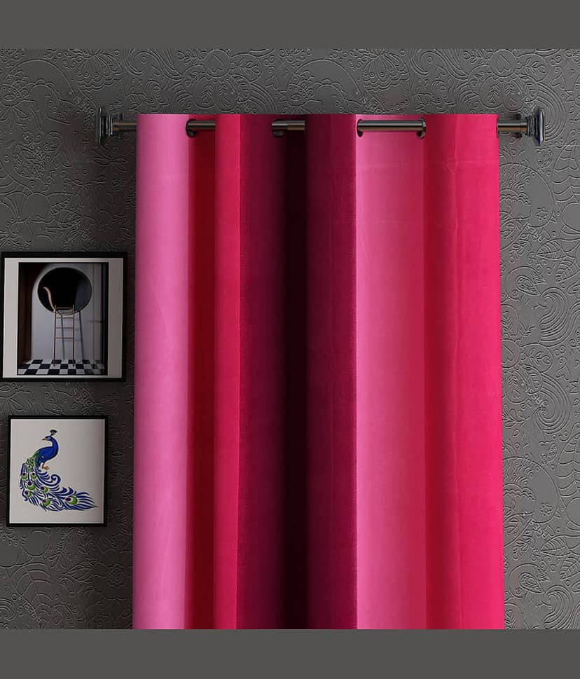 N2C Home - Brown Polyester Colorblock Window Curtain ( Pack of 2 ) view 2