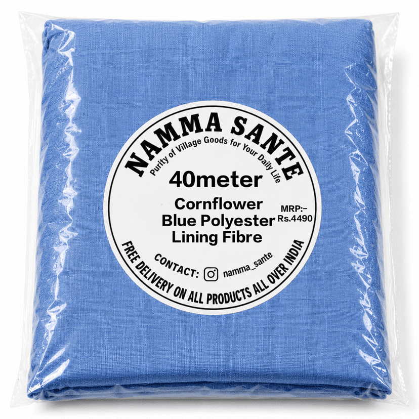 Cornflower Blue Polyester Lining Fibre (Chhota Panna), Cornflower Blue Polyester Lining Fabric (Chhota Panna), Light Cornflower Blue Lining Fabric (Chhota Panna), Blue Polyester Lining Fabric (Chhota Panna) view 4