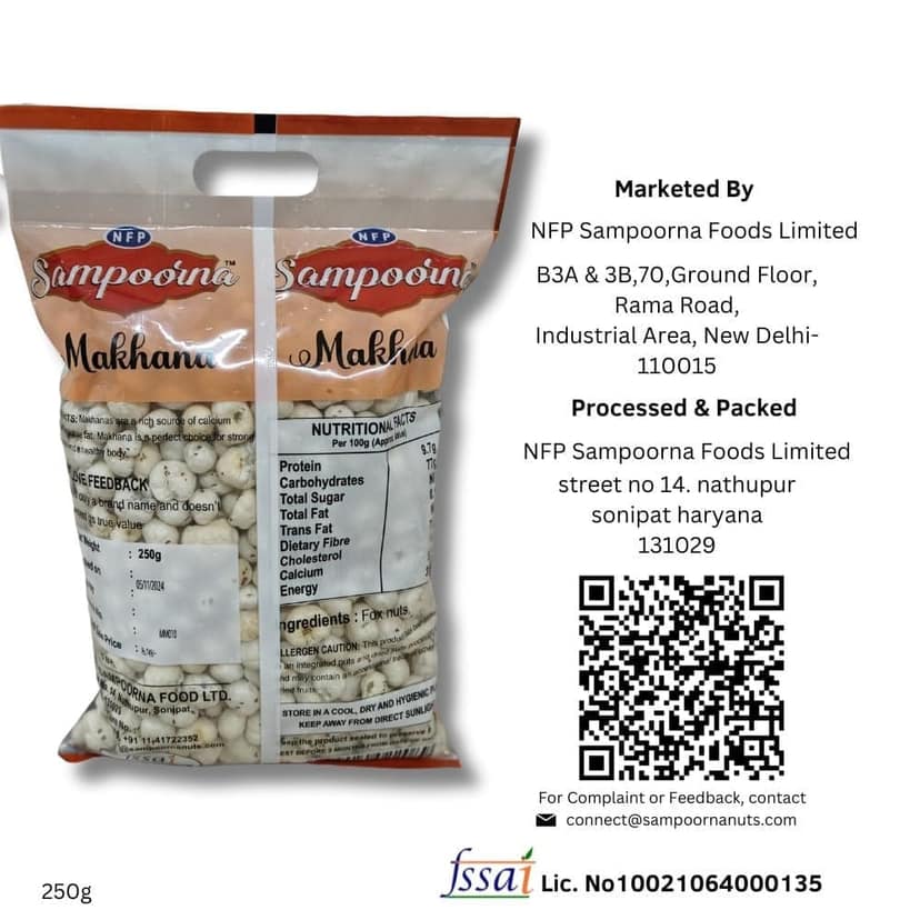 NFP SAMPOORNA NFP Sampoorna foods Plain Makhna 250g (foxnuts) view 2