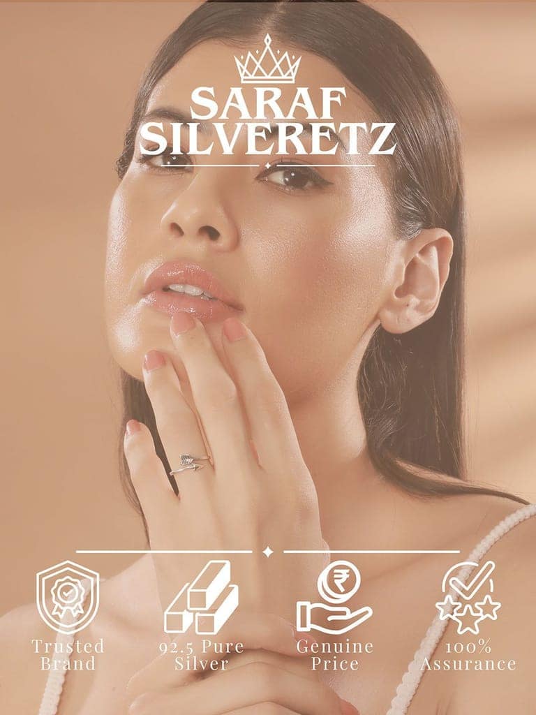 925 Sterling Silver Oxidised Dailywear Minimal Trendy Arrow Adjustable Finger Ring view 5