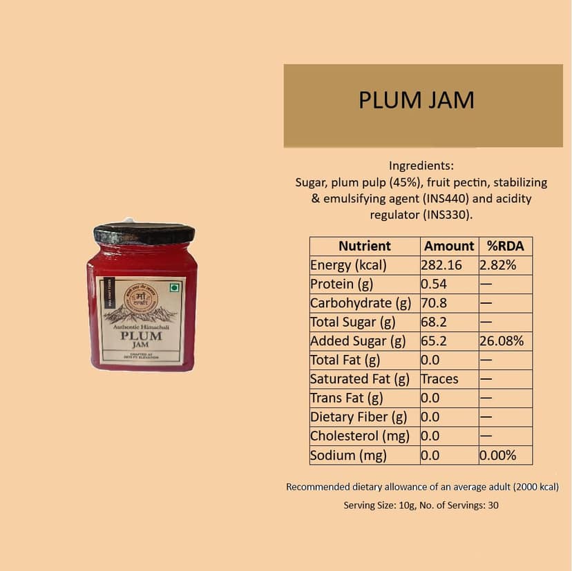 Maa Craft Plum Jam | Himachali Plum Preserve | Handmade Fruit Jam | Himalayan Crafted | Sweet & Tangy Spread | No Artificial Flavours | 300g view 4