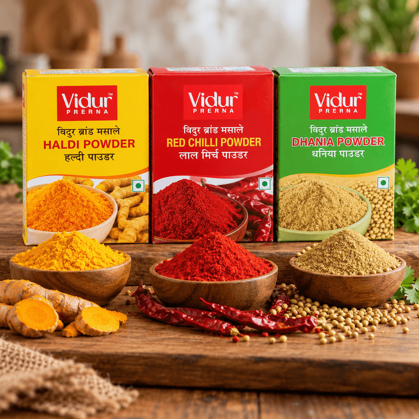 Vidur PRERNA Grahani Combo (Pack of 3, 10g each) - Haldi/Red Chilli/Dhaniya Powder view 2