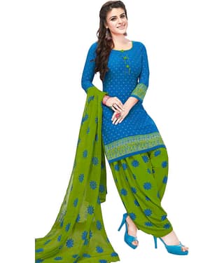 Jevi Prints Blue Synthetic Dress Material