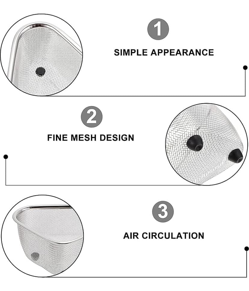 RAMDEV ENTERPRISE Stainless Steel Triangle Kitchen Sink Strainer Basket for Sink Food Strainer, Corner Sink Strainer Basket Stainless Steel Food Catcher Strainer for Kitchen Waste, Vegetable, Fruits (Silver). view 2