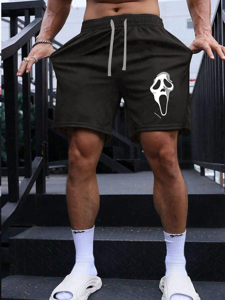 SCOTT FINCHER Scream-inspired black athletic shorts for men : AA(SRT)BLACK_277