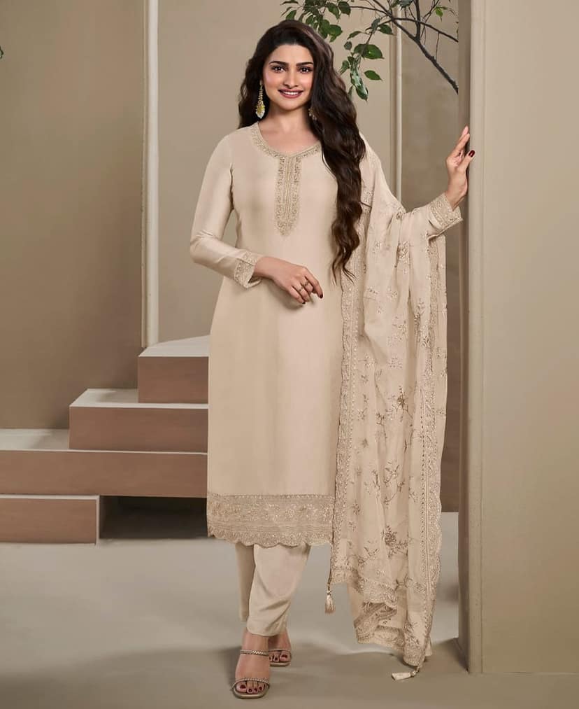 New Wedding Wear Crepe Silk Straight Suit for Women