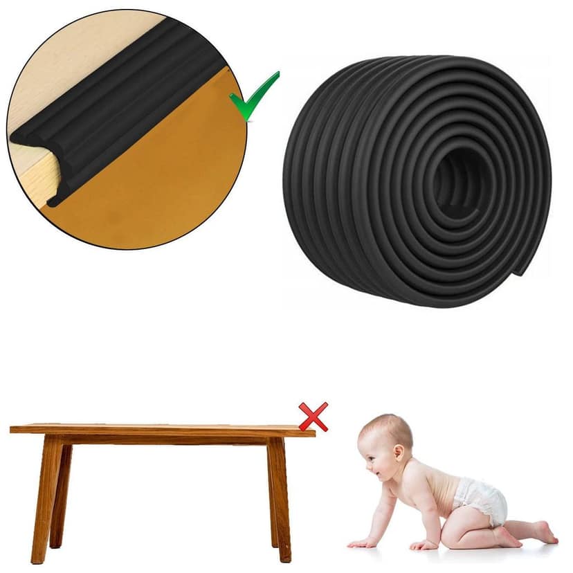Safe-O-Kid' (Set of 1), Soft Cushioned 6.4 Ft / 2 Mtr Multi Functional Edge Guards with Strong 3M Adhesive, Safety for Sharp Edges for Babies- Black view 2
