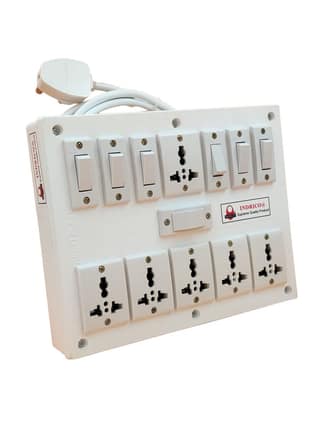 INDRICO PVC 2000W 6 Way Extension Board with Individual Switch (Pack of 1, White)