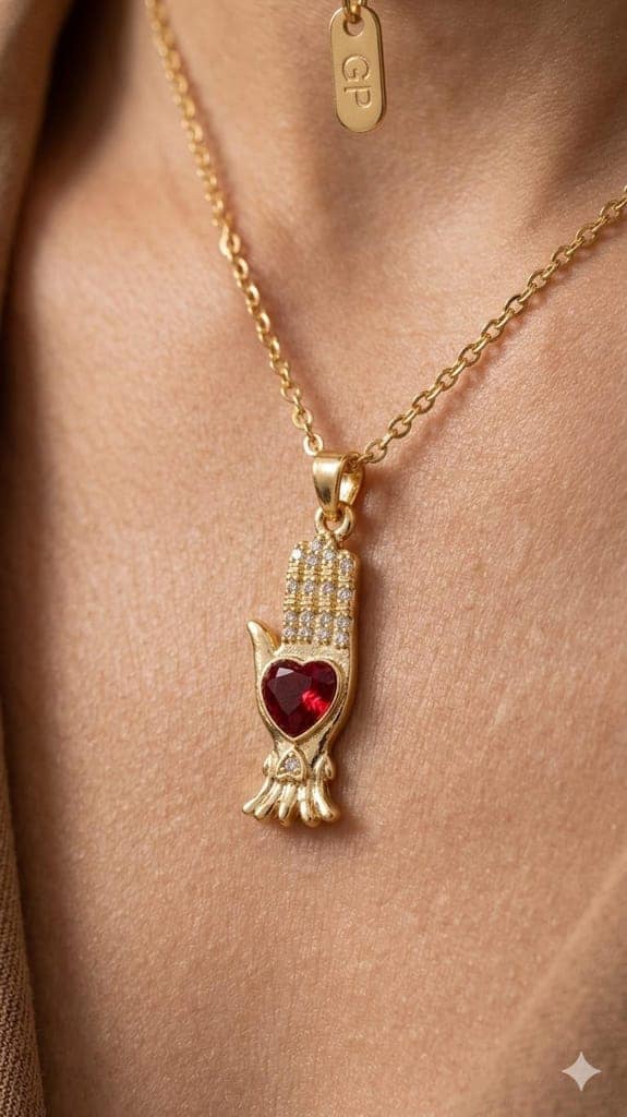 Hand-Crafted Gold-Plated Pendant Necklace, Hypoallergenic, Anti-Tarnish, Gift Gold Plated Chain with Locket for Women, Waterproof - Anti-Tarnish, Skin Friendly, Lightweight - Gift for Wife, Girlfriend, Friend, Sister (Pave Heart) view 2