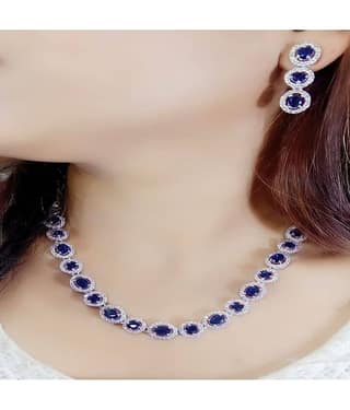 Ladymania Blue Alloy Necklace Set ( Pack of 1 )
