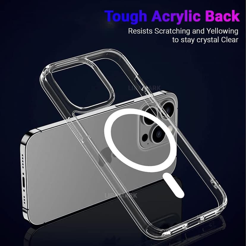 LIRAMARK Magnetic Protective Clear Case Compatible with Magsafe for Apple iPhone 14 Pro (6.1 inch) (‎Transparent) view 6