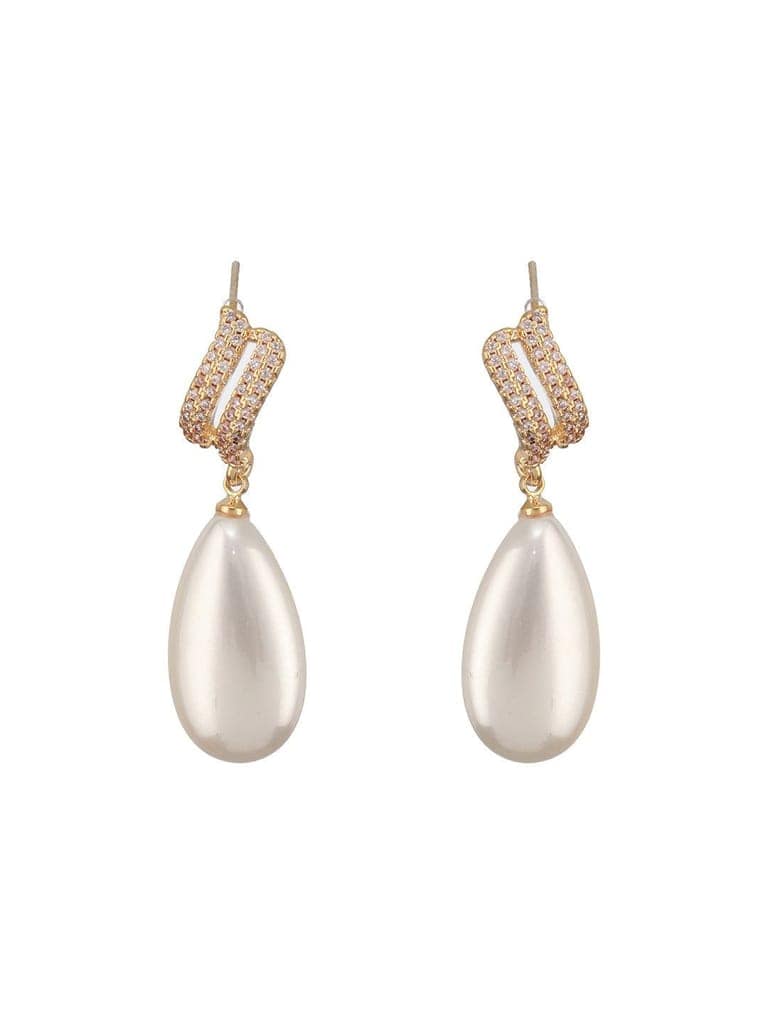 Gold Plated Tear Drop Pearl Studded Luxe Minimal Drop Earrings view 4