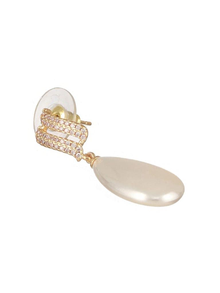 Gold Plated Tear Drop Pearl Studded Luxe Minimal Drop Earrings view 5