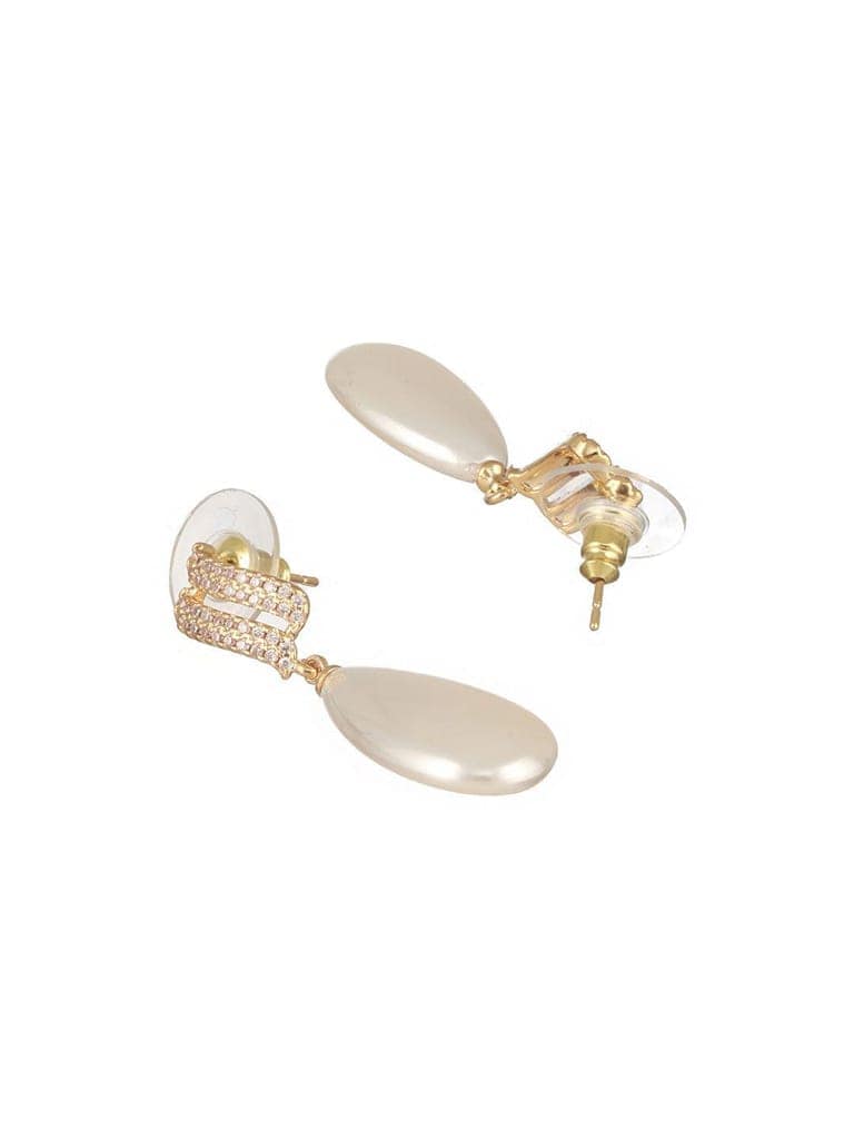 Gold Plated Tear Drop Pearl Studded Luxe Minimal Drop Earrings view 6