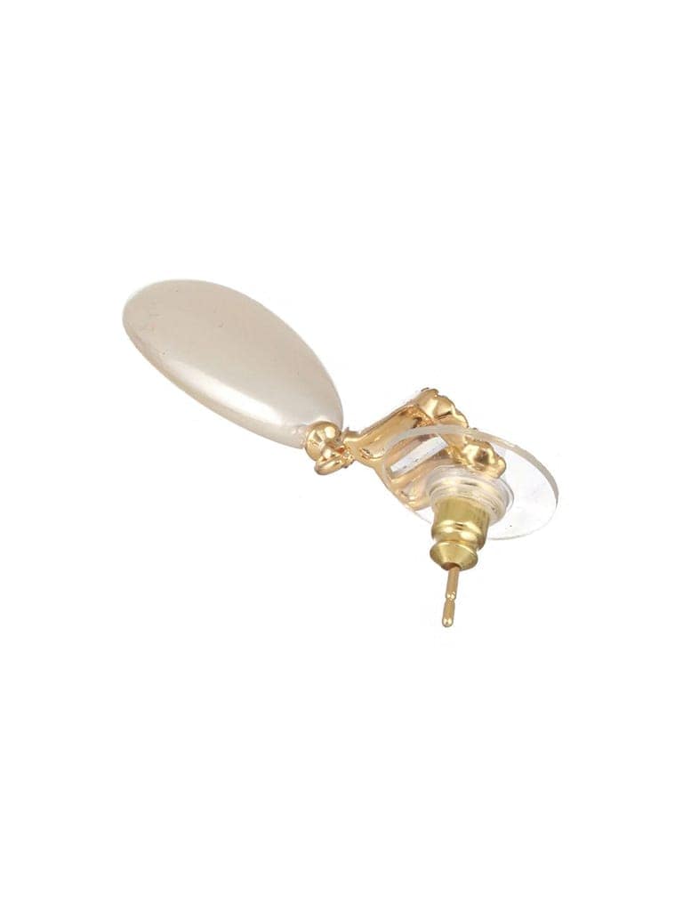 Gold Plated Tear Drop Pearl Studded Luxe Minimal Drop Earrings view 7
