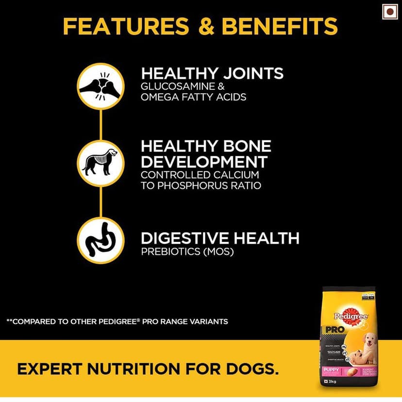 Pedigree PRO Expert Nutrition Small Breed Puppy (2-9 Months) Dry Dog Food, Chicken, 3kg Pack view 6
