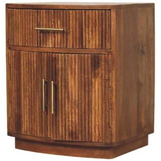 Solid Wood Curved Ribbed Bedside with Drawer