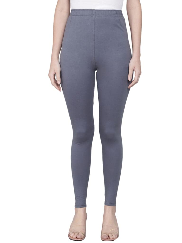 SOFT COLORS Women's Skinny Fit Ethnic Wear Ankle Length Leggings (Steel Grey) view 3