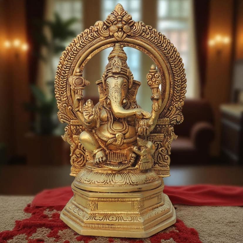 Brass Showpiece Ganesh Ji God Idol Statue (BSMAS1325 G)