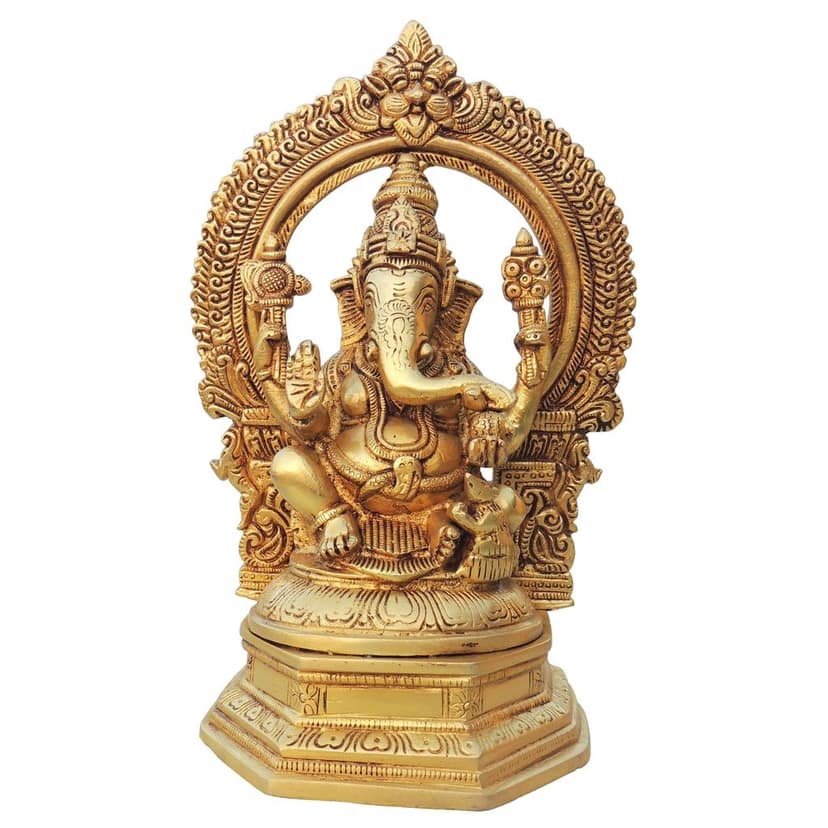 Brass Showpiece Ganesh Ji God Idol Statue (BSMAS1325 G) view 2