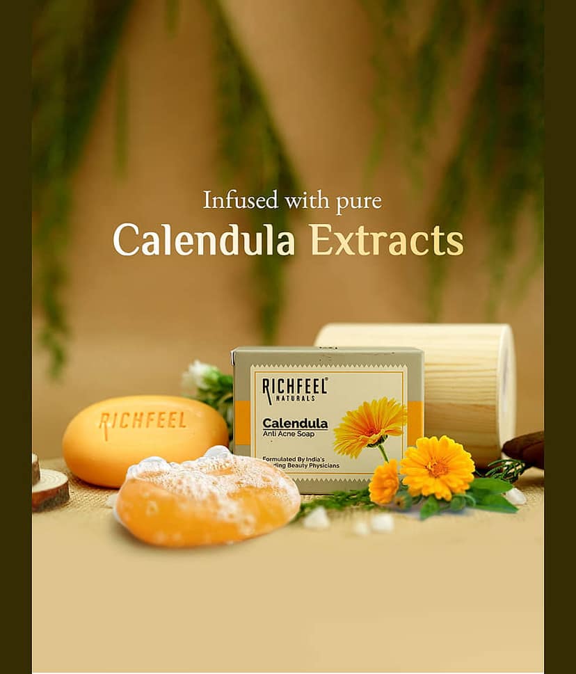 Richfeel Antibacterial Calendula Acne Soap for Normal Skin ( Pack of 4 ) view 2