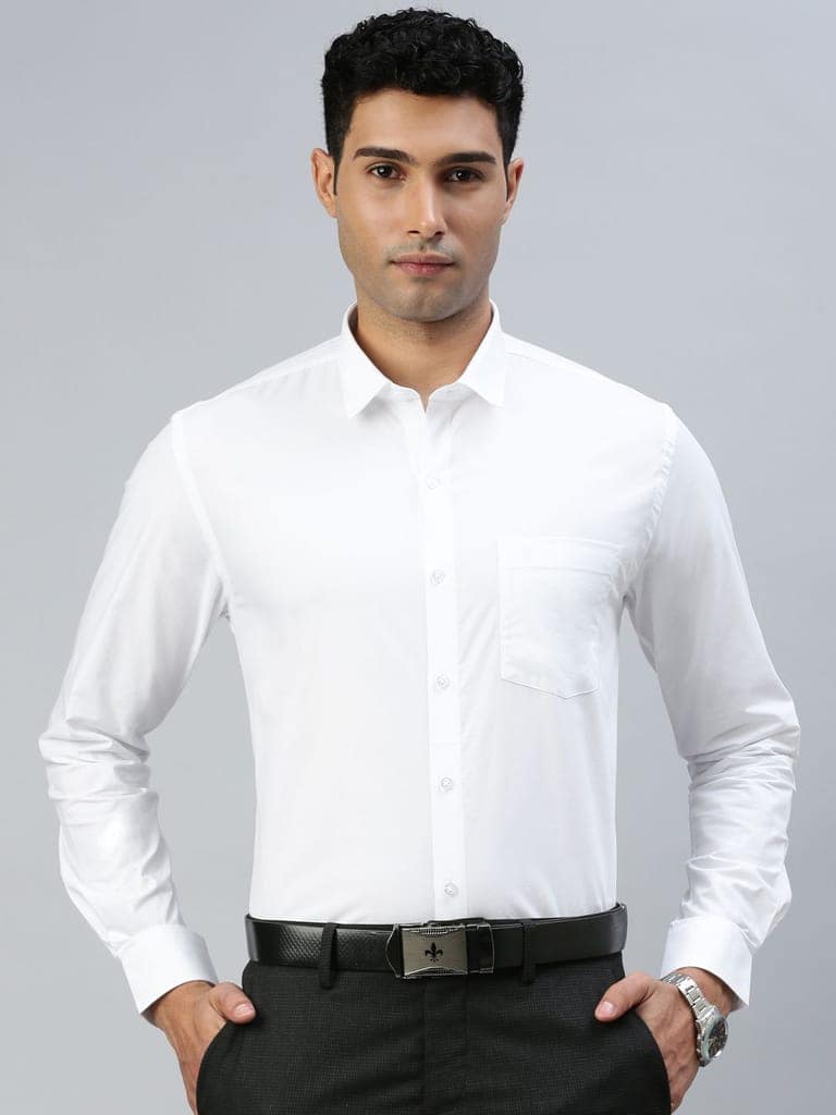 Mens 100% Cotton White Shirt Full Sleeves Breeze Cotton view 3