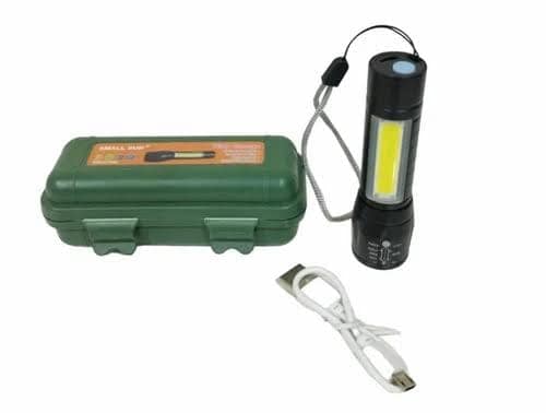 Portable COB LED Flashlight Torch with Protective Storage Case for Home, Outdoor and Emergency Use