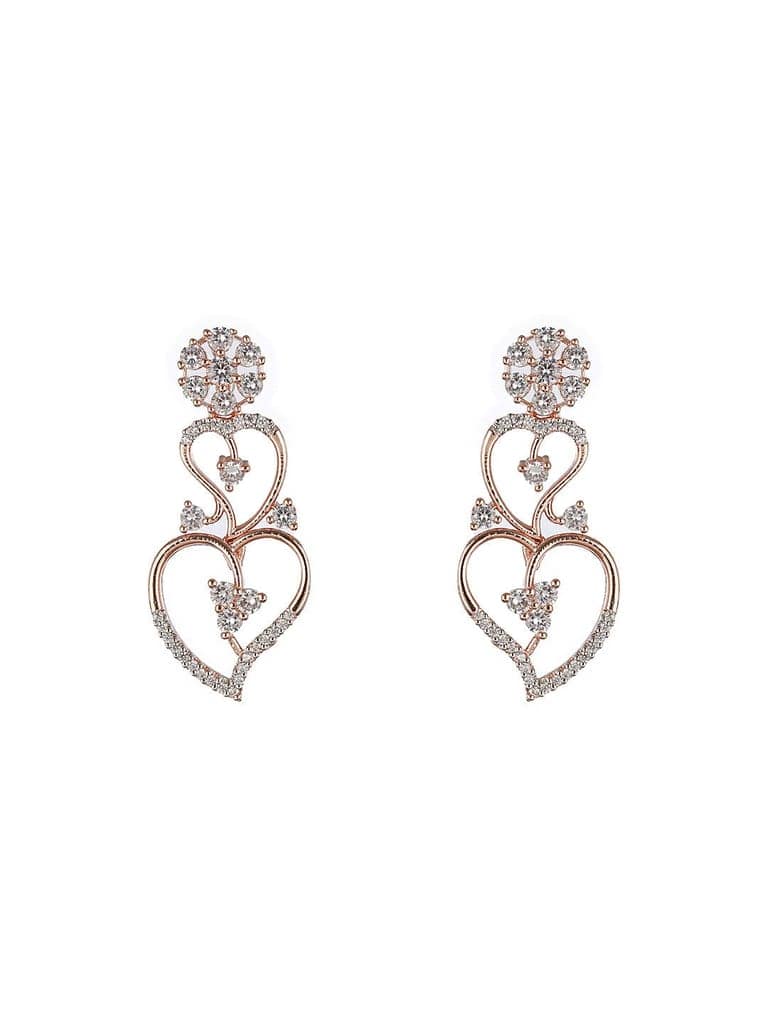 Rose Gold Toned CZ Studded Heart Shaped Minimal Jewellery Set view 6