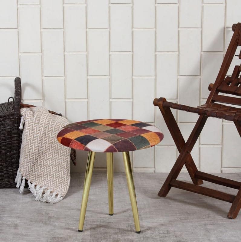 ShadowKart Ottoman Stool for Bedroom | Metal Pouffes for Sitting Ottoman | Foot Rest Wooden Ottoman Foot stools | Stool for Balcony | Make up Dressing Side Table, Metal Coffee Table 18x18x16 Inch