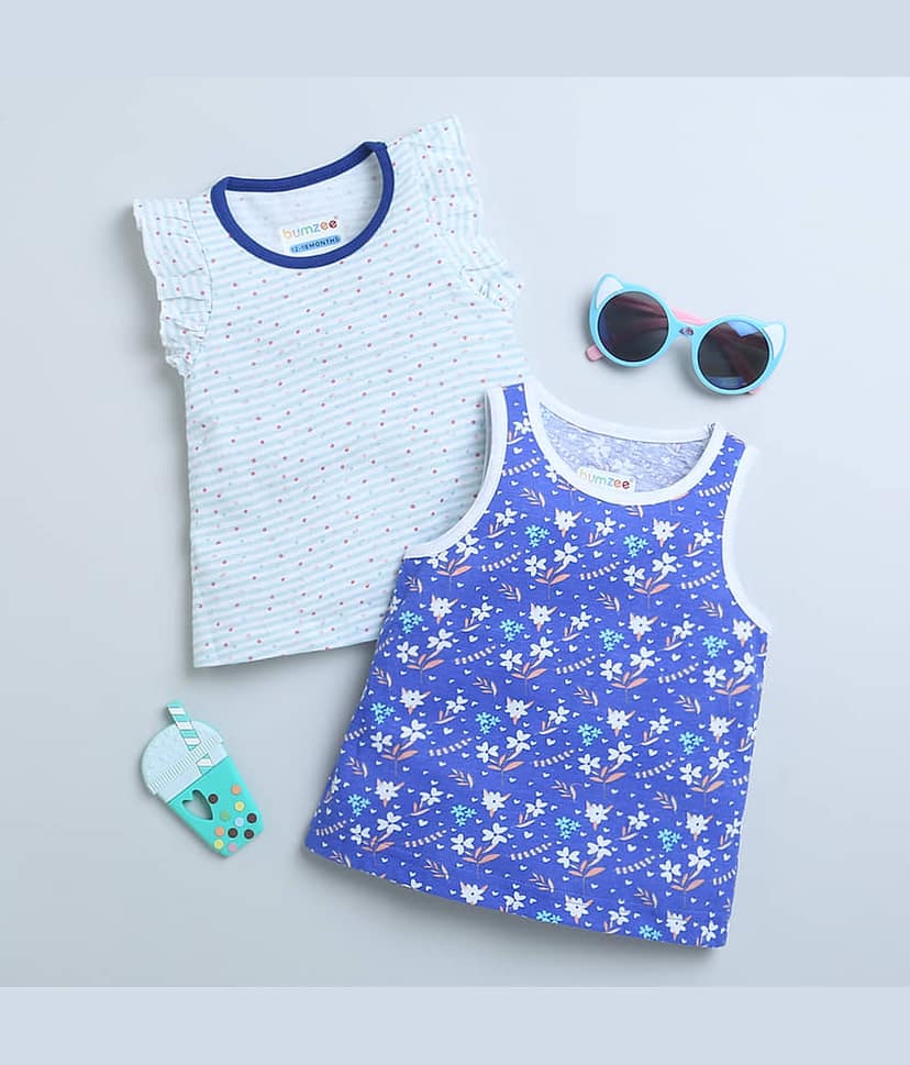 BUMZEE Pack of 2 Baby Girls Cotton Top ( White )