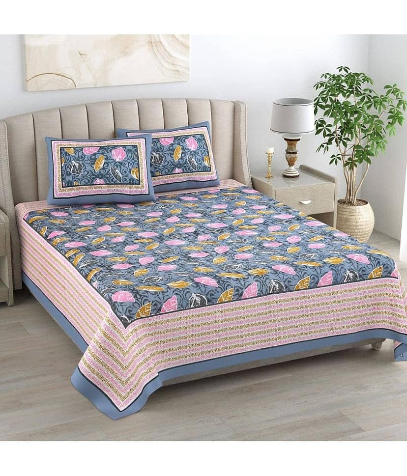 Bombay Spreads Cotton King Size Bedsheet ( Grey )