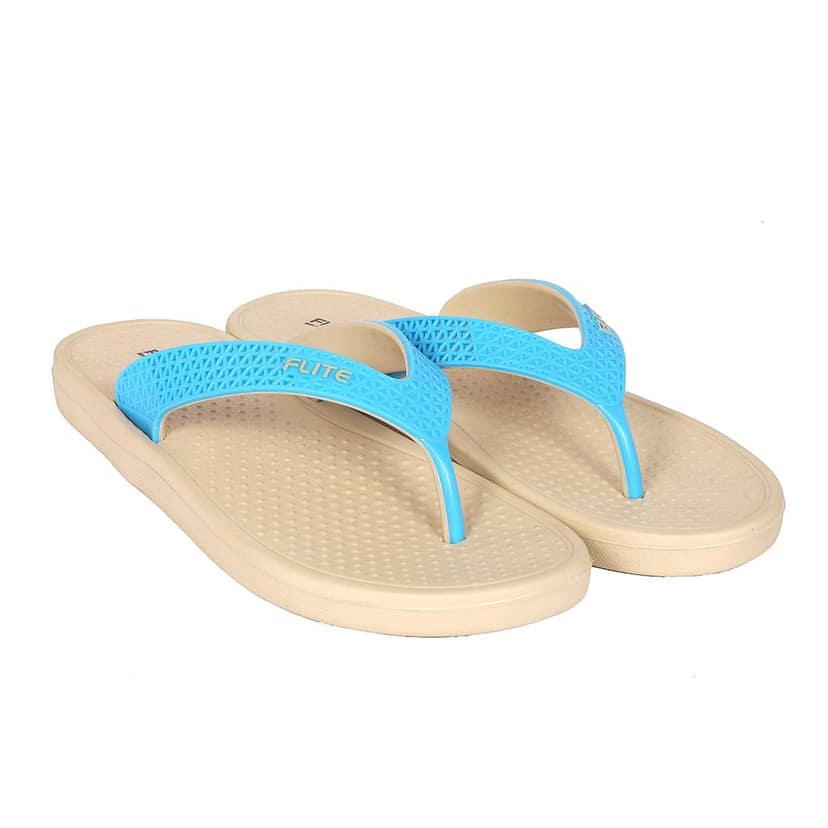 FLITE Beige flip-flops featuring bright blue straps FL-345 view 4