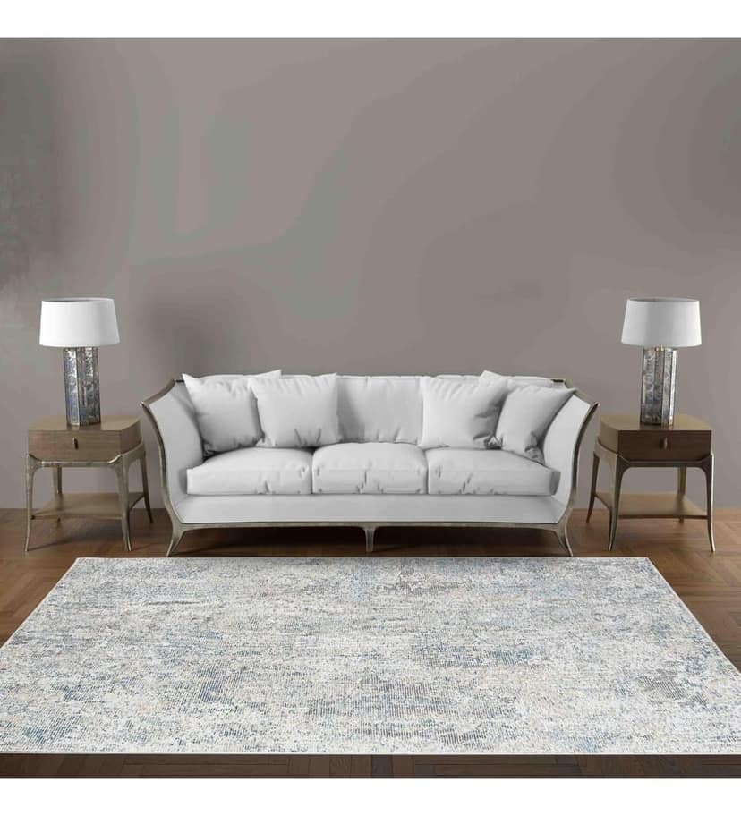 Neu Looms Handmade Viscose Wool Anti-Skid Rug for Bedroom, Living Room, Nursery, Dorm, Playroom & Reading Area (Size 6x9 Feet, Blue-Beige) view 2