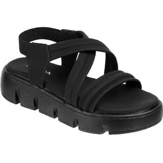 Lazera Black Platform Sandals for Women Padded Multi Strap PVC Sole Casual Wear view 2