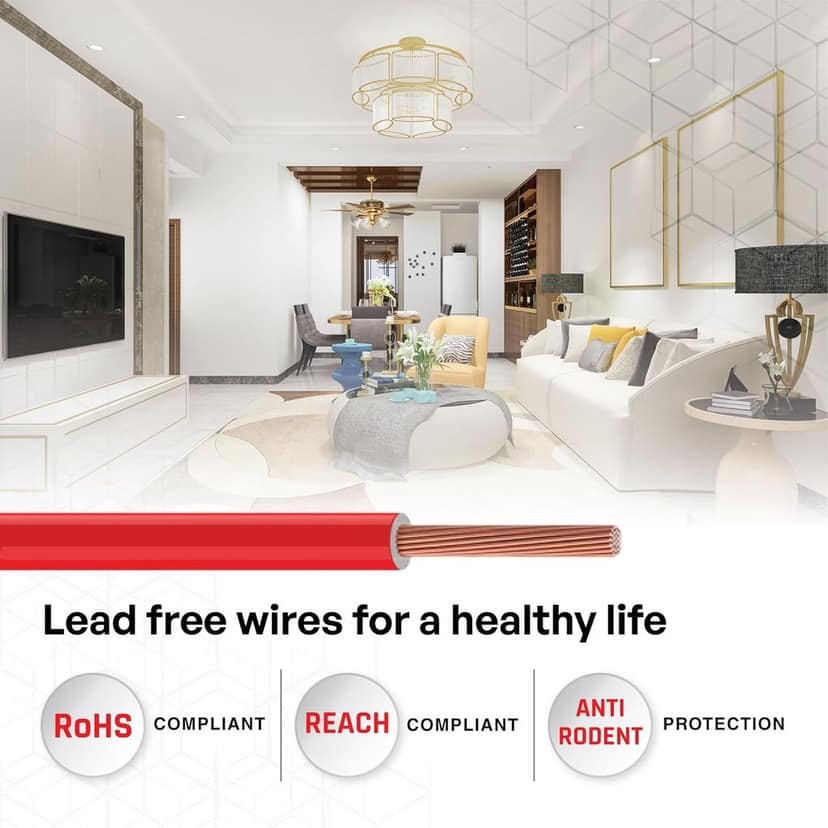VRINDACab 1.5mm Red House Wire | 90 Meter | FR PVC Insulated CCA Copper Electrical Wire for Home, Office & Industrial Use | High Conductivity | Flame Retardant | Long-Lasting view 4