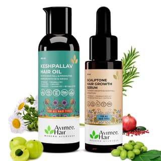 Avimee Herbal Hair Growth Super Saver Combo | Keshpallav Hair Oil (100 ml) & Scalptone Hair Growth Serum (25ml) Avimee Herbal Hair Growth Super Saver Combo | Keshpallav Hair Oil (100 ml) & Scalptone Hair Growth Serum (25ml) - Combo (100ml+25ml) / 100 ml
