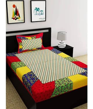 Uniqchoice Cotton Single Bedsheet ( Yellow )