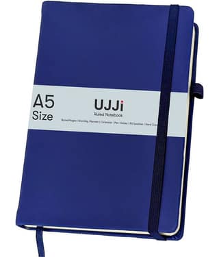 UJJi Navy Blue Colour Notebook in PU Leather with Elastic Closure and Pen Loop