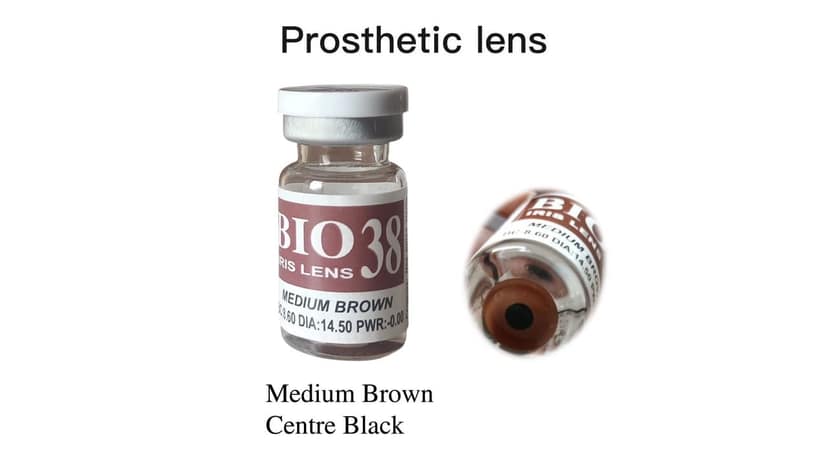 Prosthetic Contact Lens/Contact Lens (Medium Brown Center Black) with Lens Case, Lens Holder and 100 ML Solution view 2