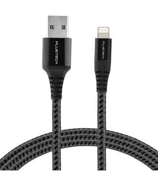 Plugtech 1m USB to Lightning Cable - Braided, 3A Fast Charging Cord for iPhone 14, iPad Air, iPod & More Apple Devices