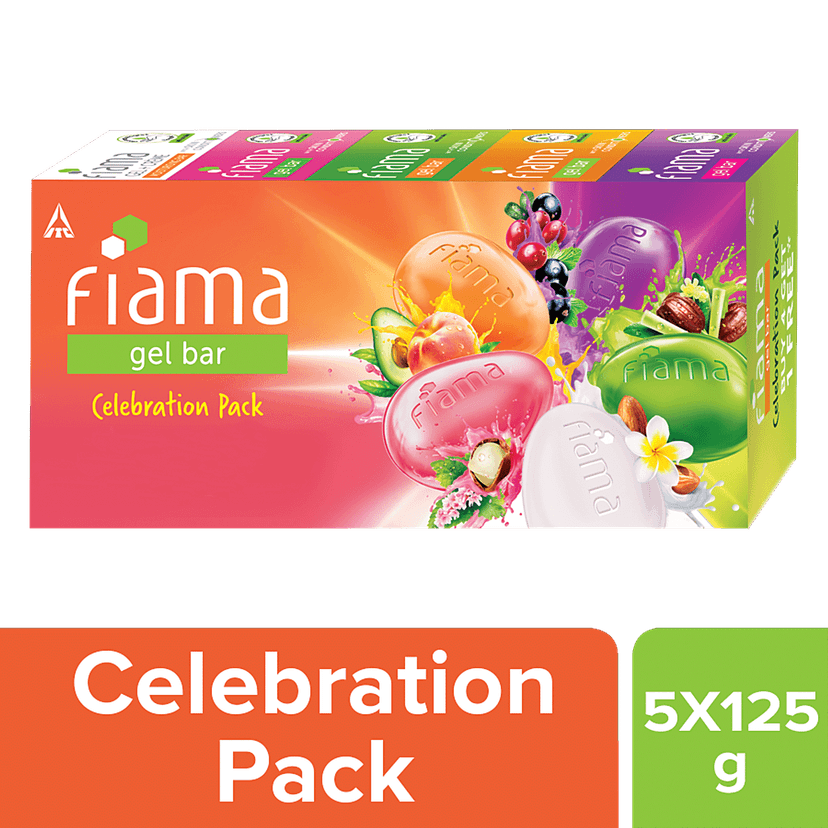 Fiama Gel Bar Celebration Pack With 5 Unique Gel Bars & Skin Conditioners For Moisturized Skin, 125 G