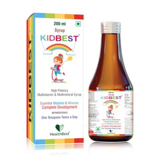 HealthBest Multivitamin Syrup For Kids - 200 ml, Delicious Mix Fruit Flavor - Daily Immune Support - Pediatrician Recommended
