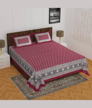 ABHACLOTHO Cotton 1 Double Bedsheet with 2 Pillow Covers ( Multicolor )