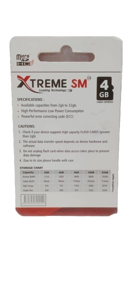 XTREME SM 4GB MicroSDHC Card - High-Speed Storage view 2