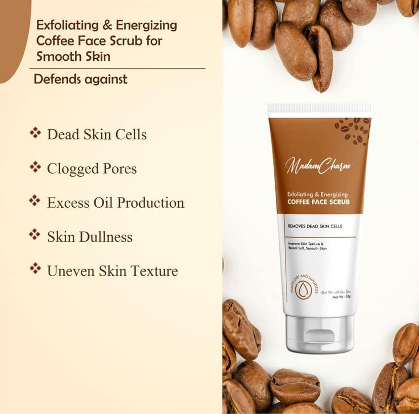 MadamCharm Coffee Face Scrub | Gently Exfoliates Skin for Dead skin Removal | Remove Blackheads | 50g view 5